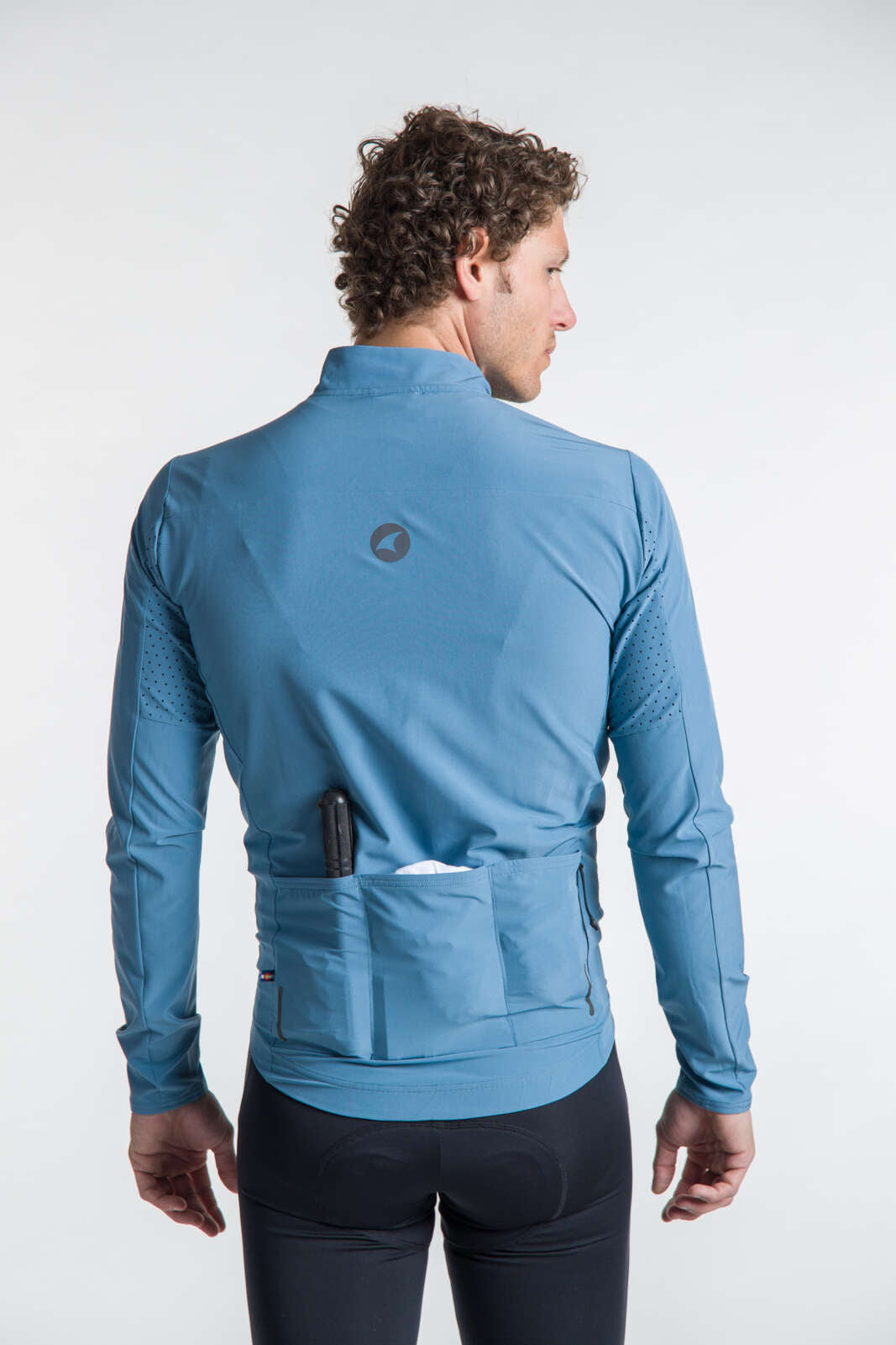 Men's Blue Packable Cycling Jacket - Summit Shell Back Pockets