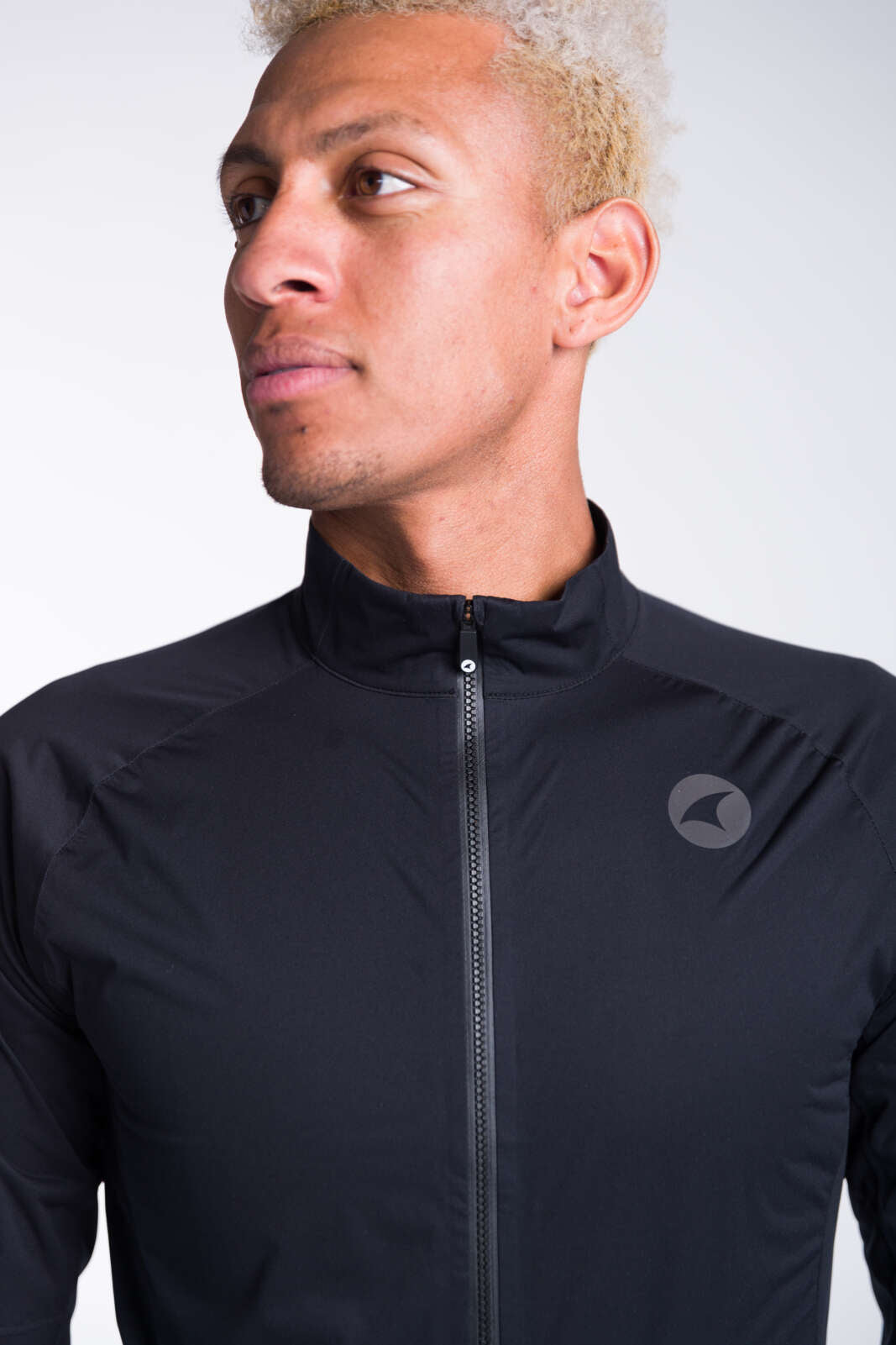 Men's Black Waterproof Cycling Rain Jacket - Collar