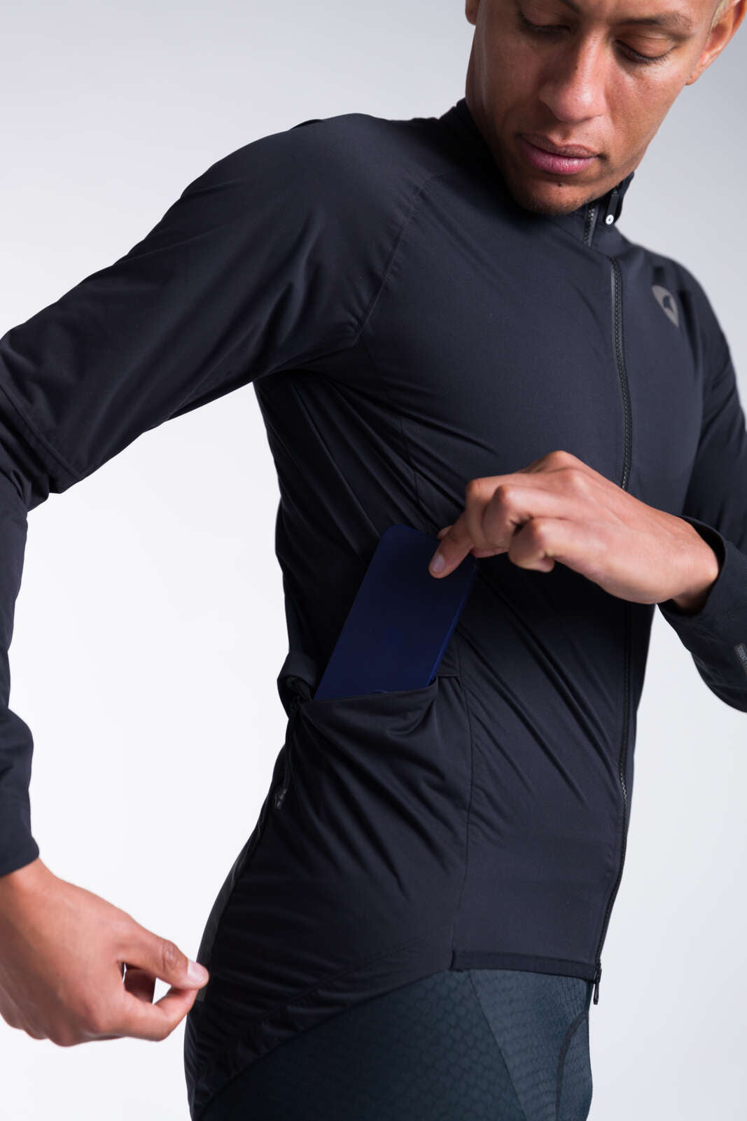 Men's Black Waterproof Cycling Rain Jacket - Waterproof Side Pocket