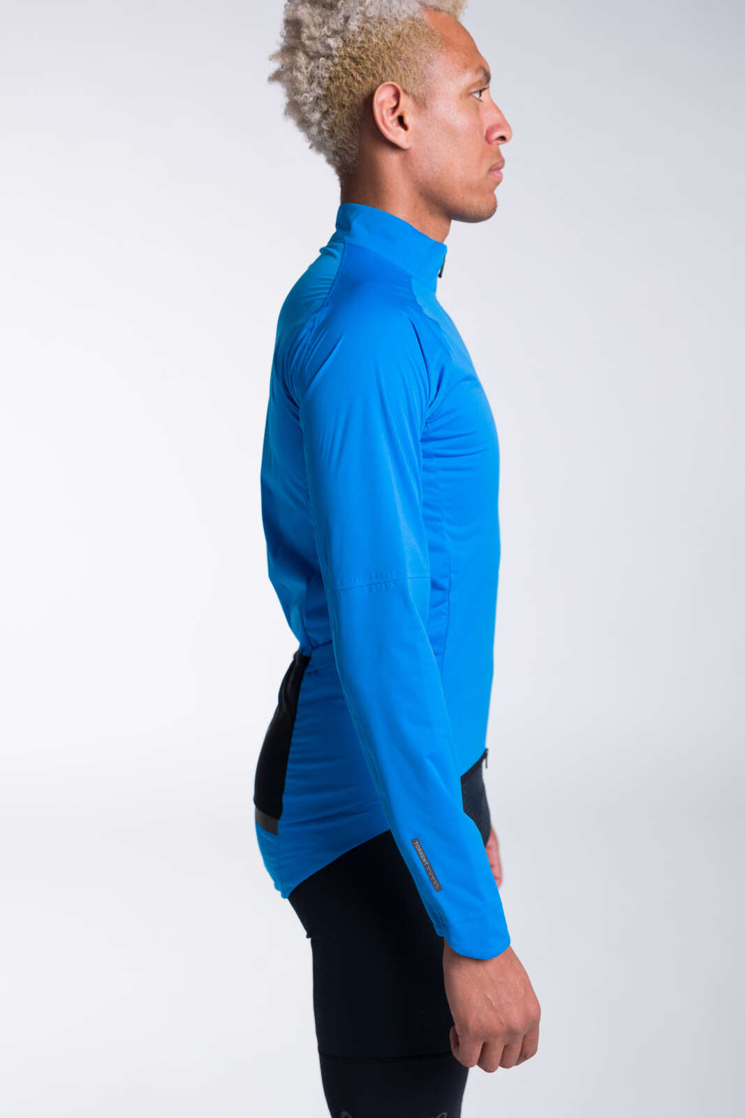 Men's Blue Waterproof Cycling Rain Jacket - Side View