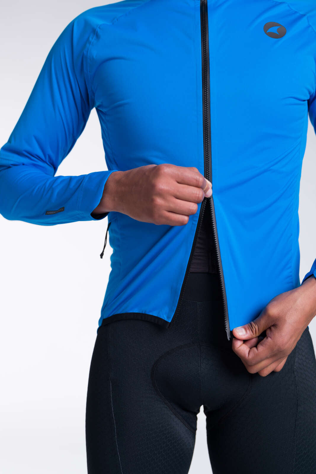 Men's Blue Waterproof Cycling Rain Jacket - Two Way Zipper