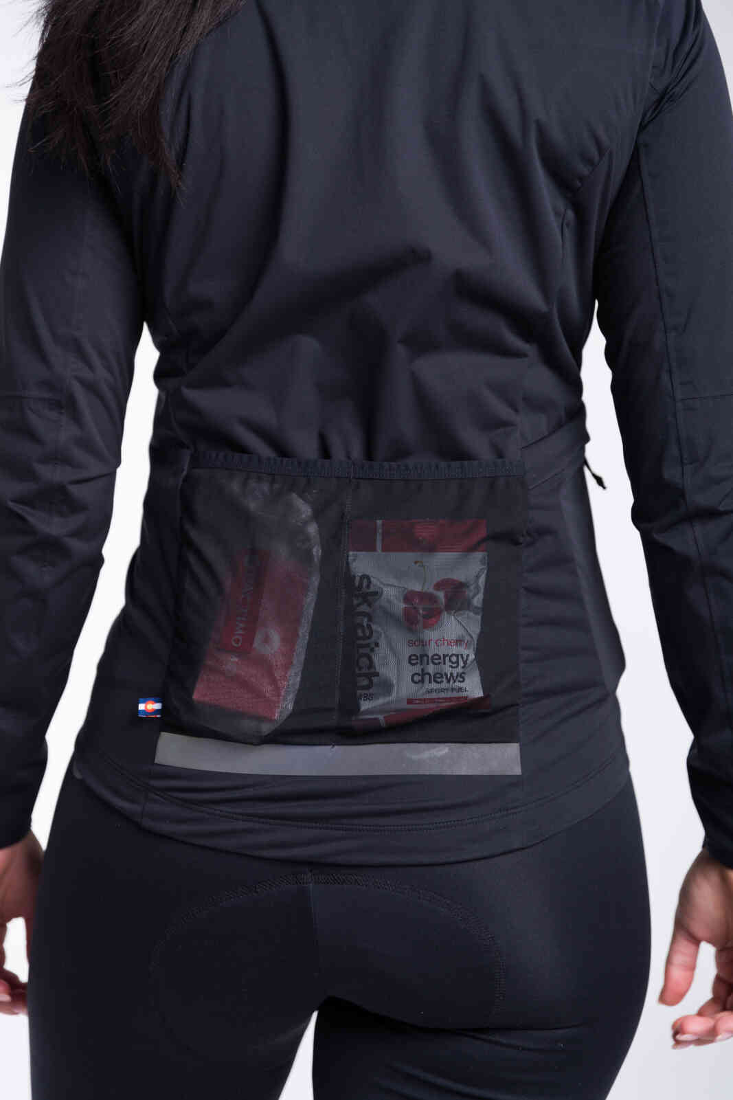 Women's Black Waterproof Cycling Rain Jacket - Mesh Back Pockets