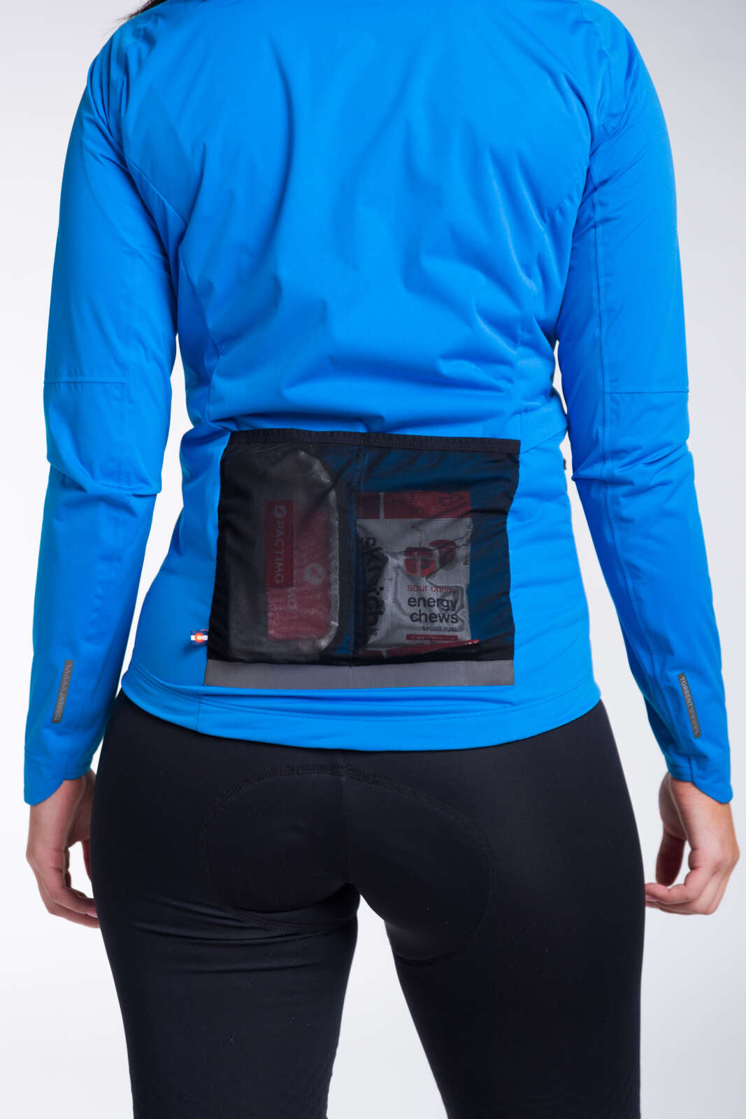 Women's Blue Waterproof Cycling Rain Jacket - Mesh Back Pockets