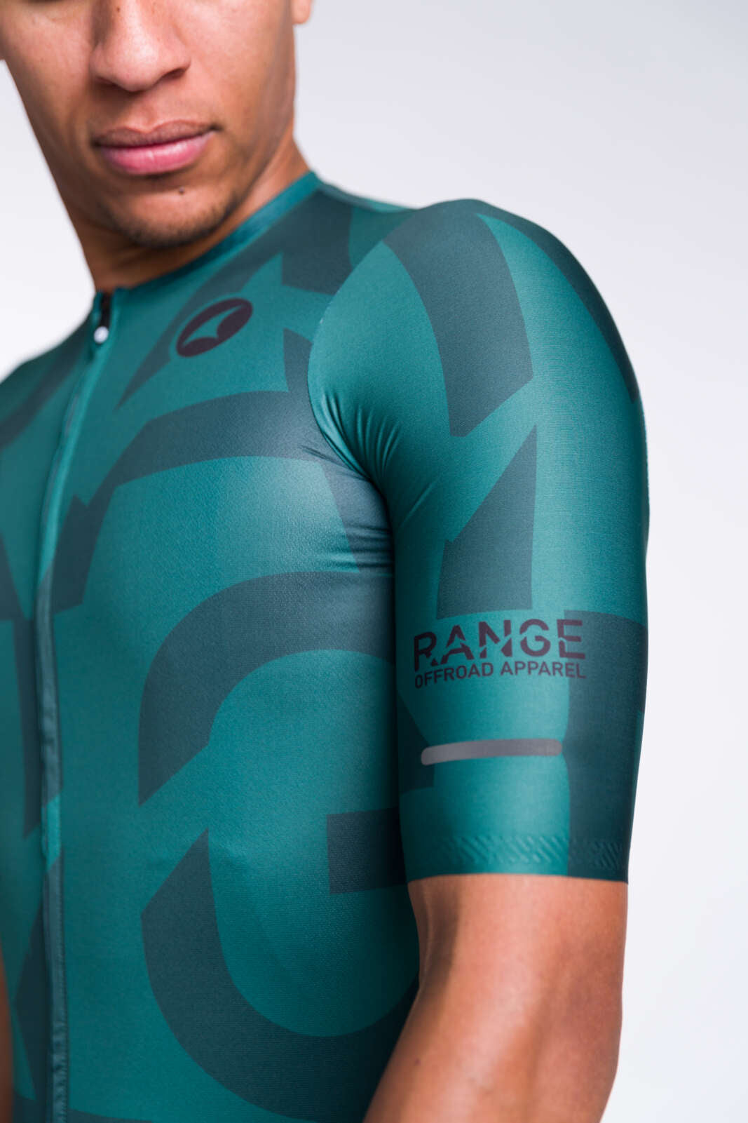 Men's Forest Green 5 Pocket Cycling Jersey - Sleeve Close-Up