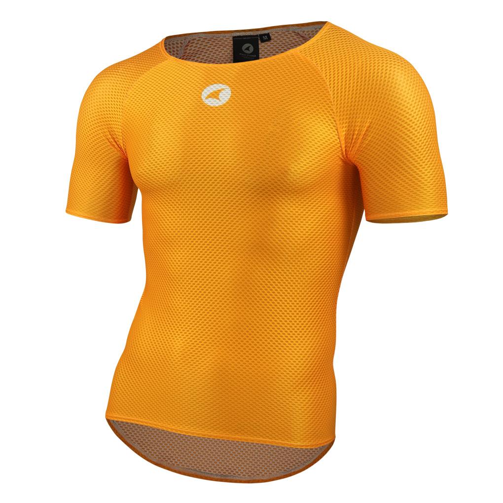 Men's Orange Mesh Short Sleeve Base Layer - Front View