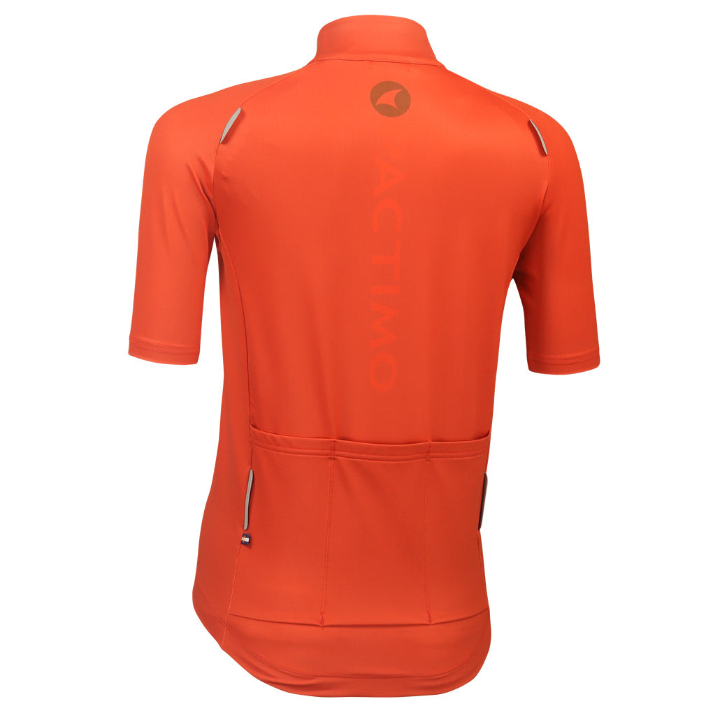 Women's Water-Repelling Cycling Jersey Back View #color_garnet