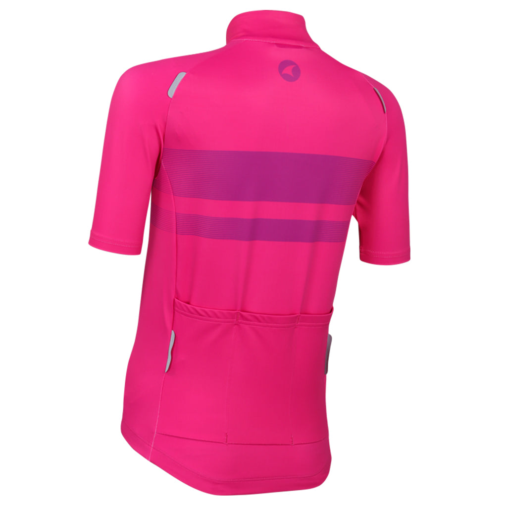 Water Repellent Women's Cycling Jersey - Back View #color_rubine