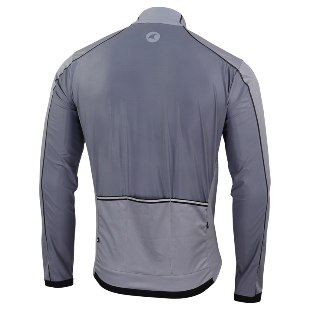 Mens Cycling Jacket for Cool Weather - Back View #color_fog-grey