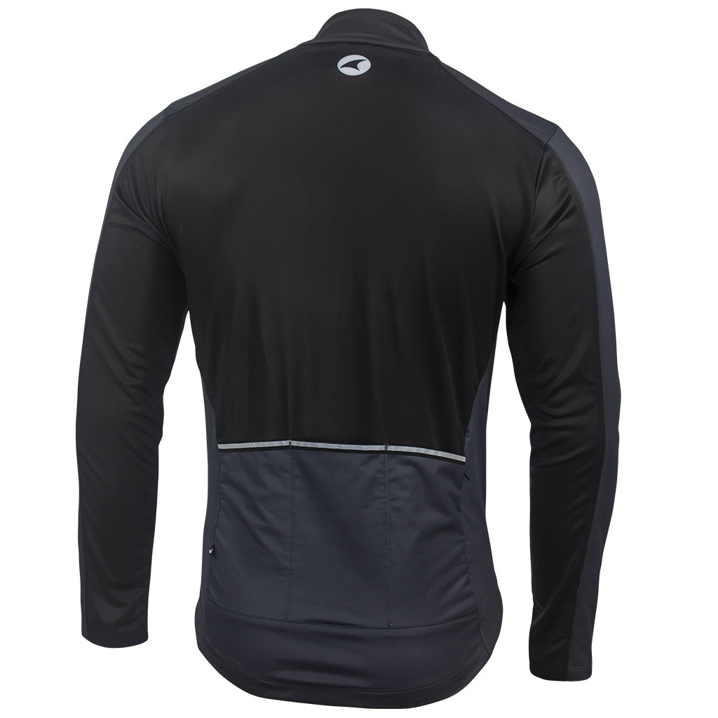Men's Thermal Cycling Jacket - Back View #color_black