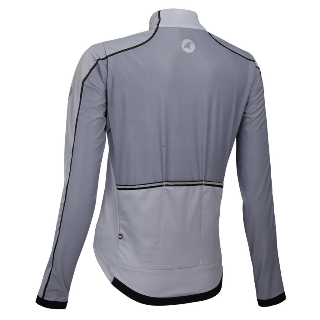Womens Cycling Jacket for Cool Weather - Back View #color_fog-grey
