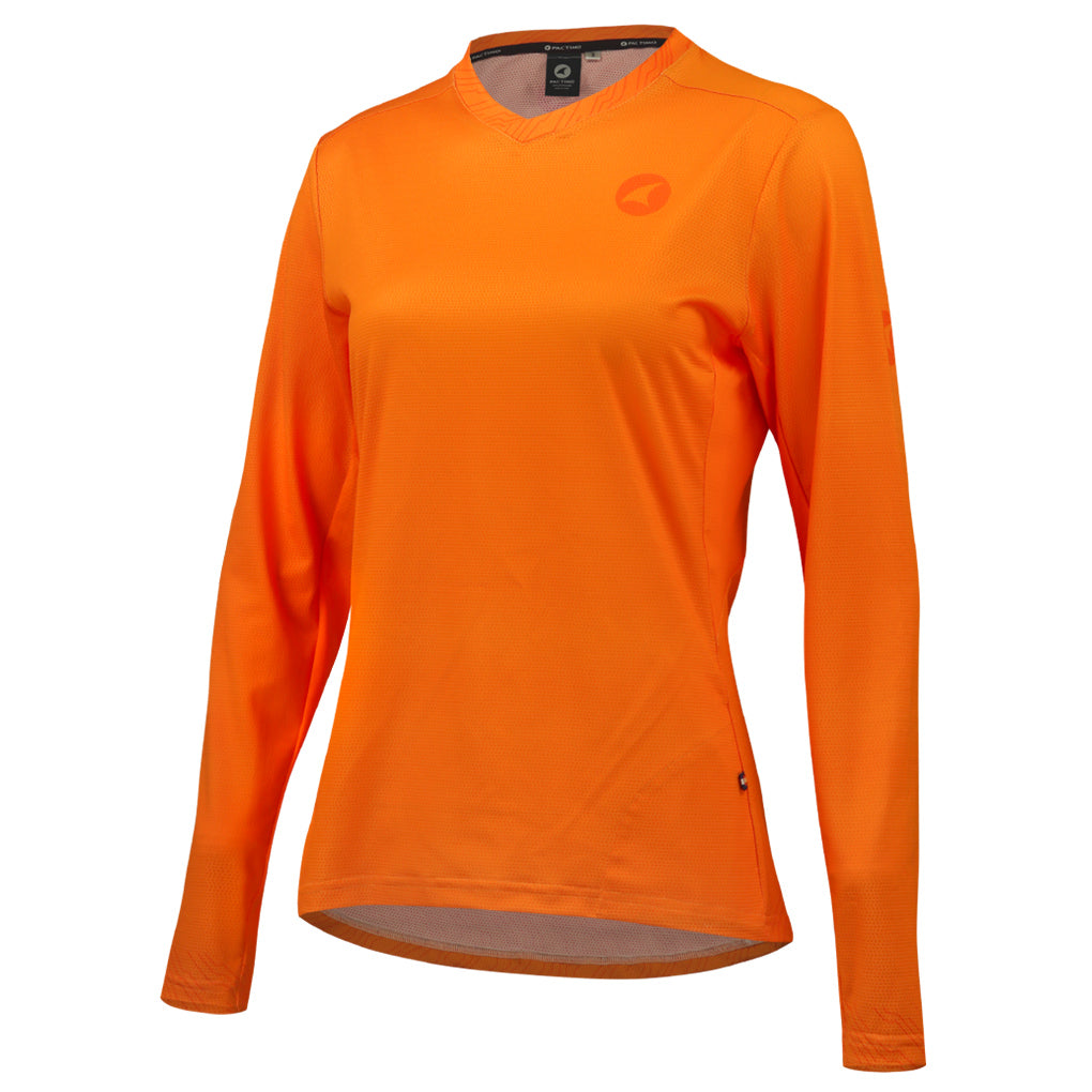 Women's Long Sleeve Mountain Bike Jersey - Front View #color_bright-orange