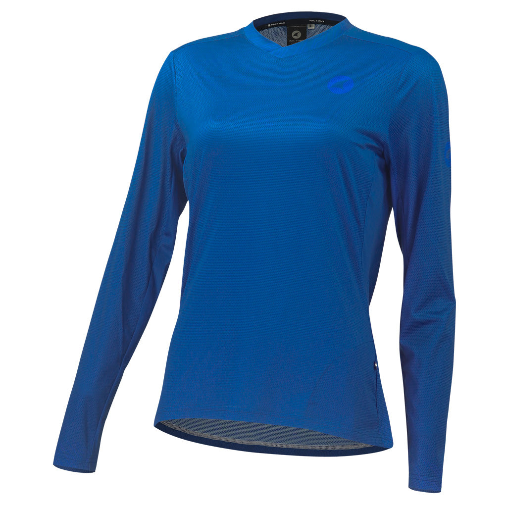 Women's Long Sleeve Mountain Bike Jersey - Front View #color_navy