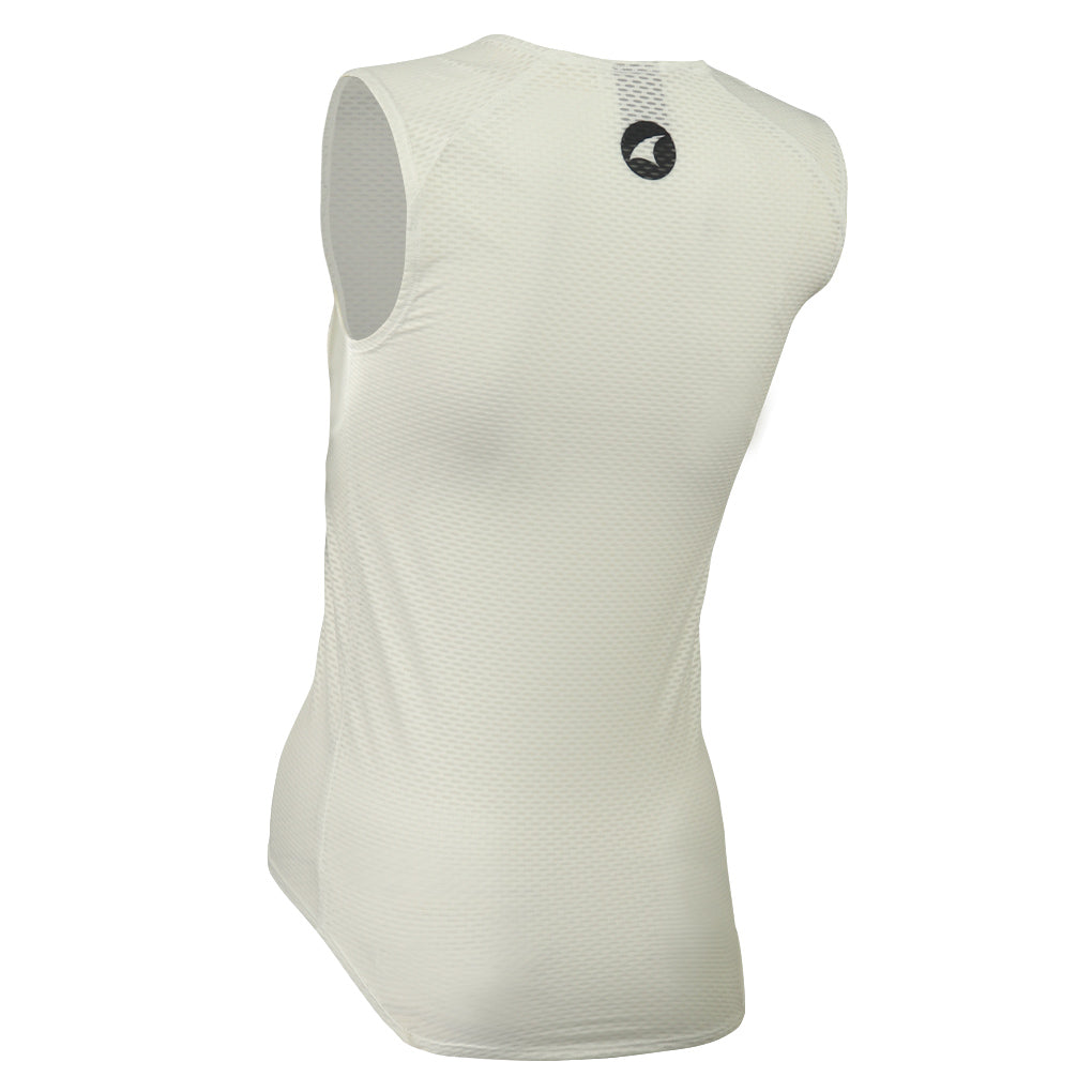 Women's Sleeveless Mesh Cycling Base Layer - Back View #color_white