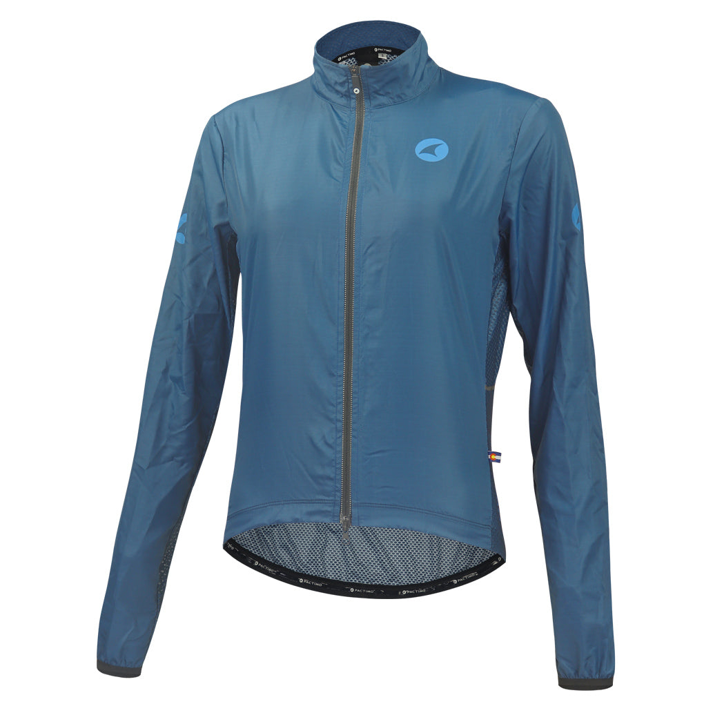 Women's Long Sleeve Packable Cycling Wind Jacket #color_navy