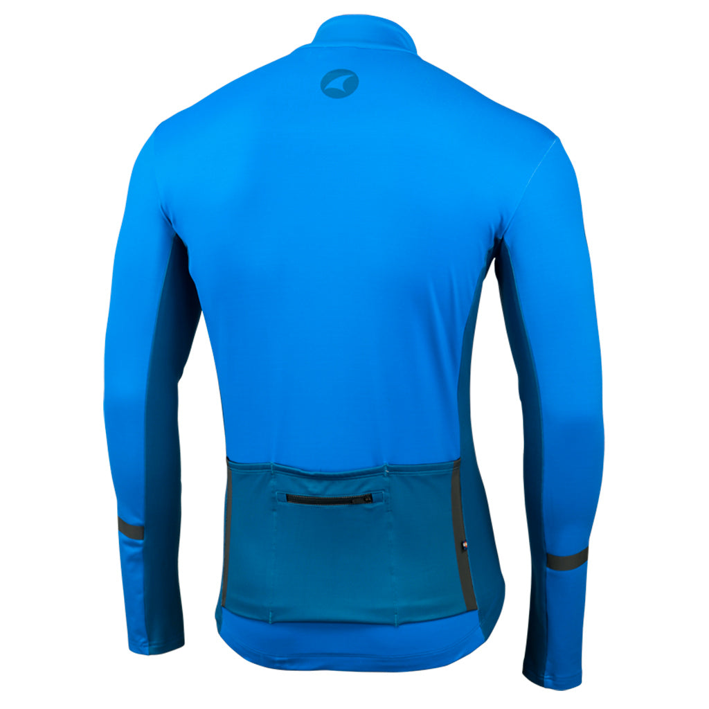 Men's Long Sleeve Thermal Cycling Jersey - Alpine Back View #color_blue