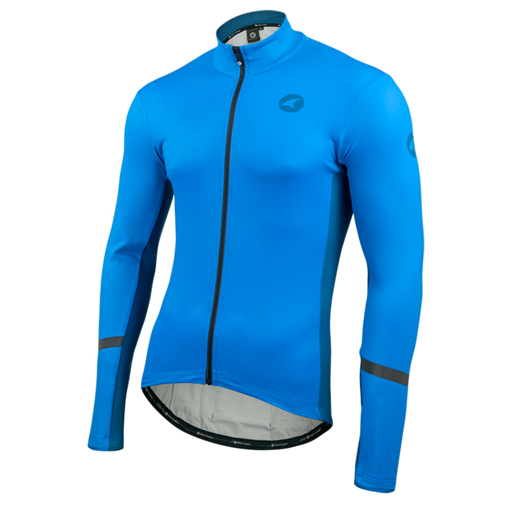 Men's Long Sleeve Thermal Cycling Jersey - Alpine Front View #color_blue