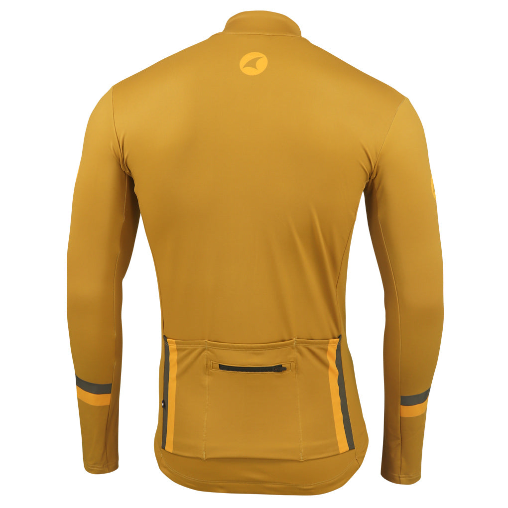 Men's Long Sleeve Thermal Cycling Jersey - Alpine Back View #color_burnt-orange