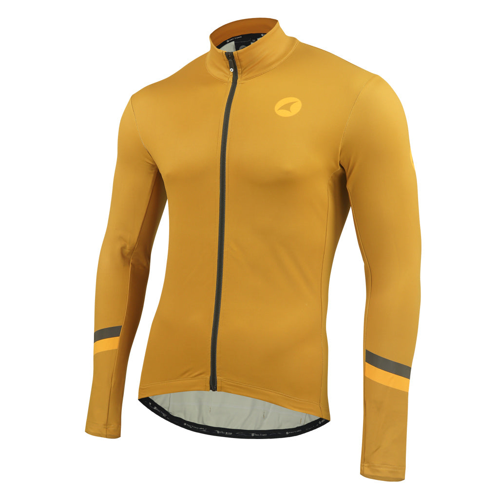 Men's Long Sleeve Thermal Cycling Jersey - Alpine Front View #color_burnt-orange