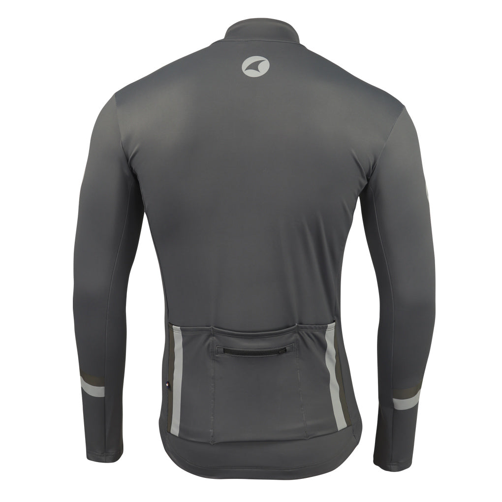 Men's Long Sleeve Thermal Cycling Jersey - Alpine Back View #color_slate