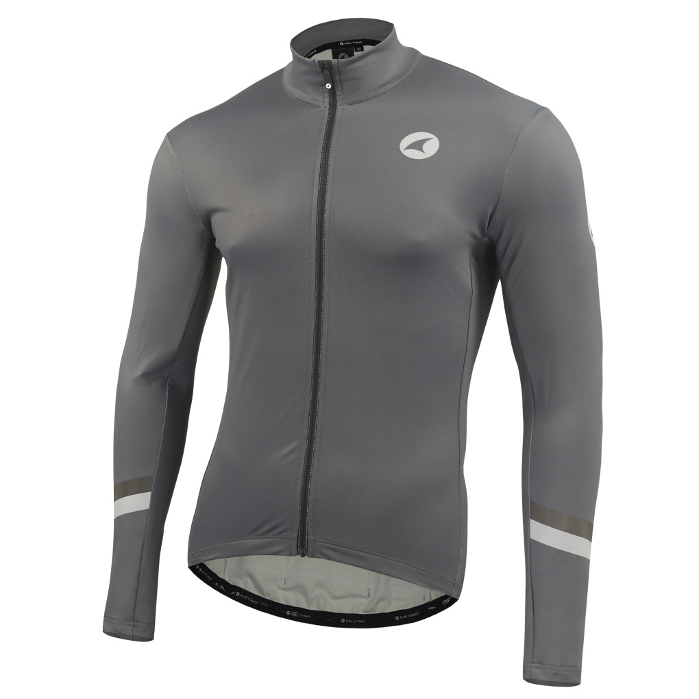 Men's Long Sleeve Thermal Cycling Jersey - Alpine Front View #color_slate