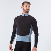 Men's Wind Resistant Long Sleeve Cycling Jersey on body Front View 