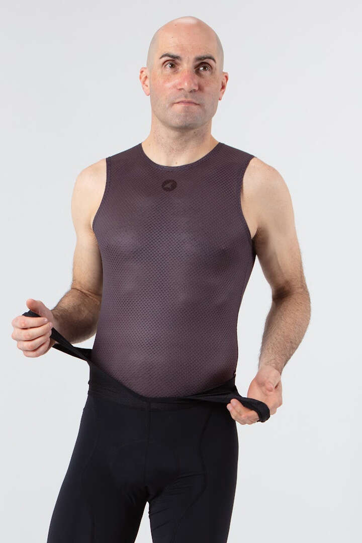 Men's Charcoal Sleeveless Mesh Cycling Base Layer - Front View