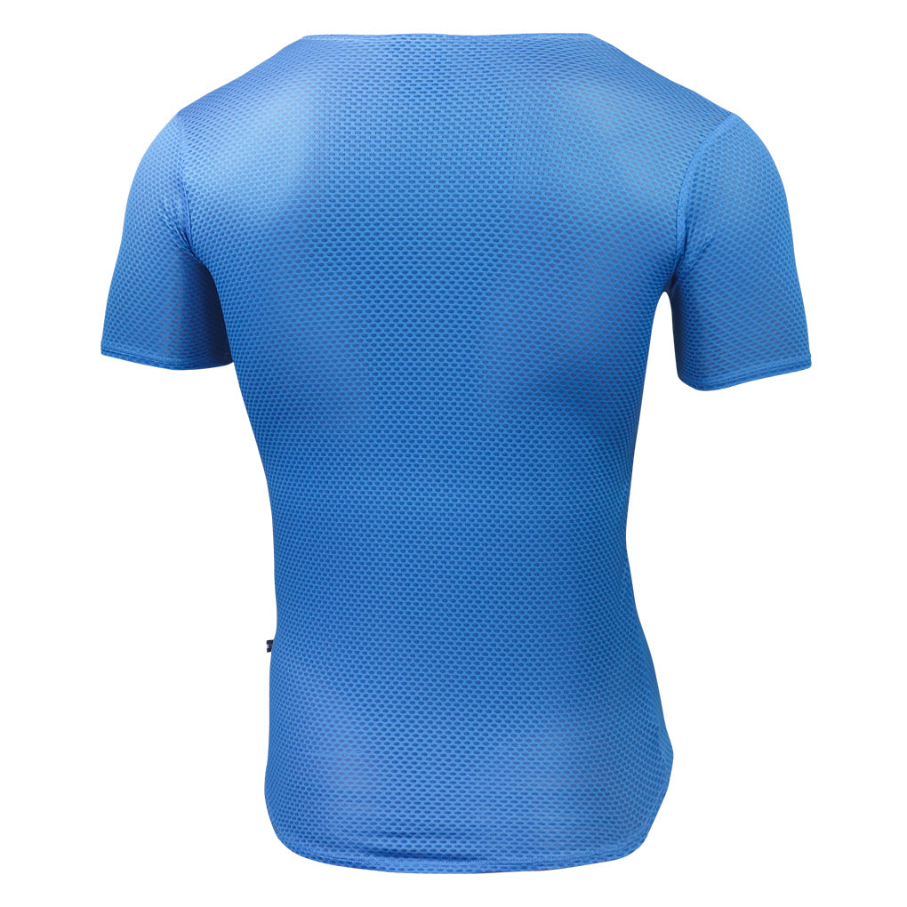 Men's Lightweight Short Sleeve Cycling Base Layer - Back View #color_blue