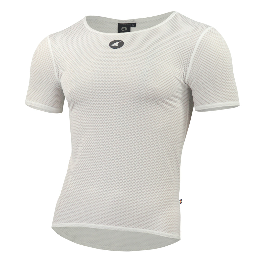 Men's Lightweight Short Sleeve Cycling Base Layer - Front View #color_white