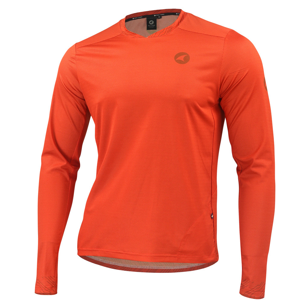 Men's Long Sleeve Mountain Bike Jerseys - Front View #color_garnet