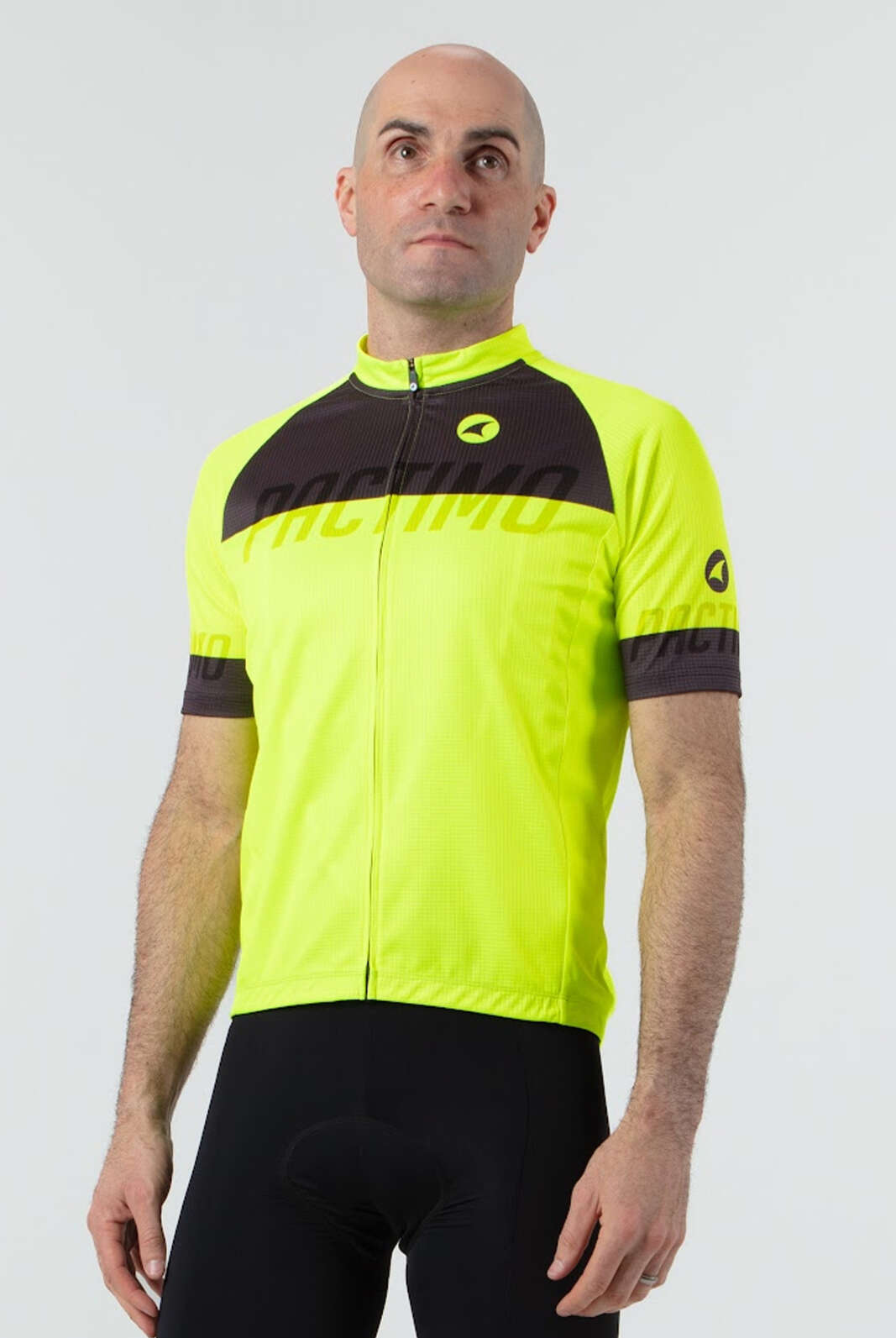 Men's High-Viz Yellow Relaxed Fit Cycling Jersey - Front View