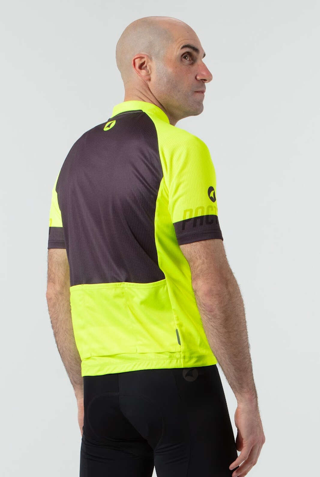 Men's High-Viz Yellow Relaxed Fit Cycling Jersey - Back View