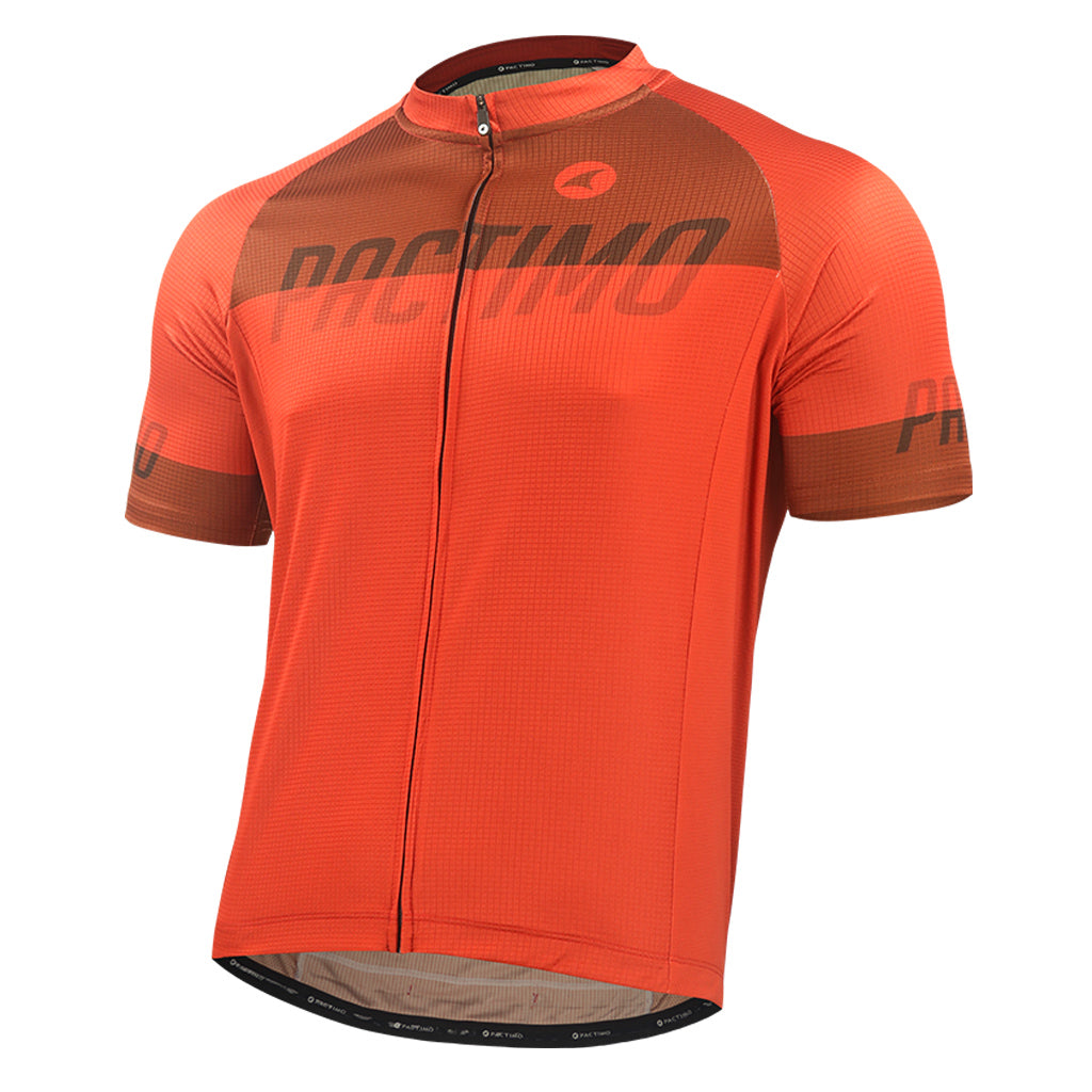 Loose Fit Cycling Jersey for Men Front View #color_garnet