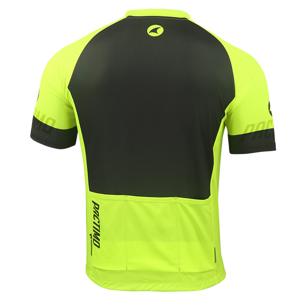 Loose Fit Cycling Jersey for Men Back View #color_manic-yellow