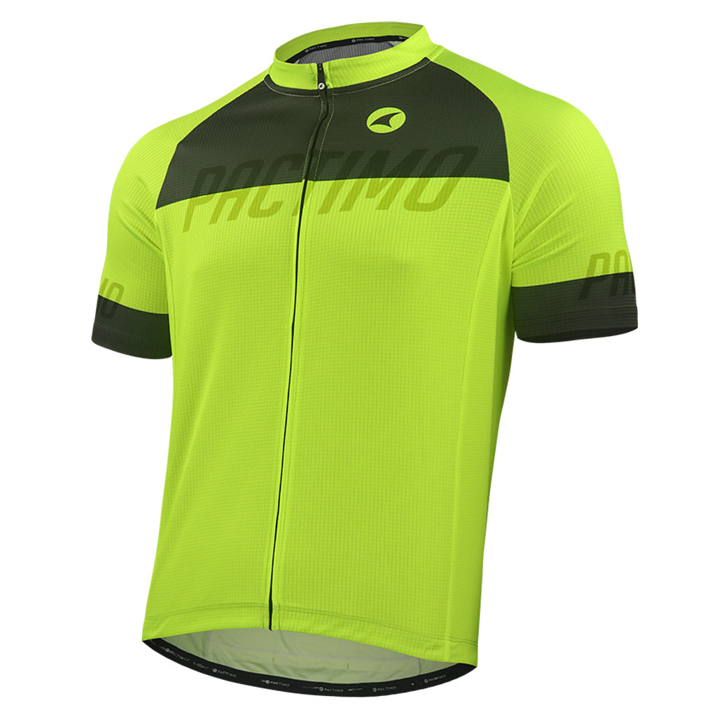 Loose Fit Cycling Jersey for Men Front View #color_manic-yellow