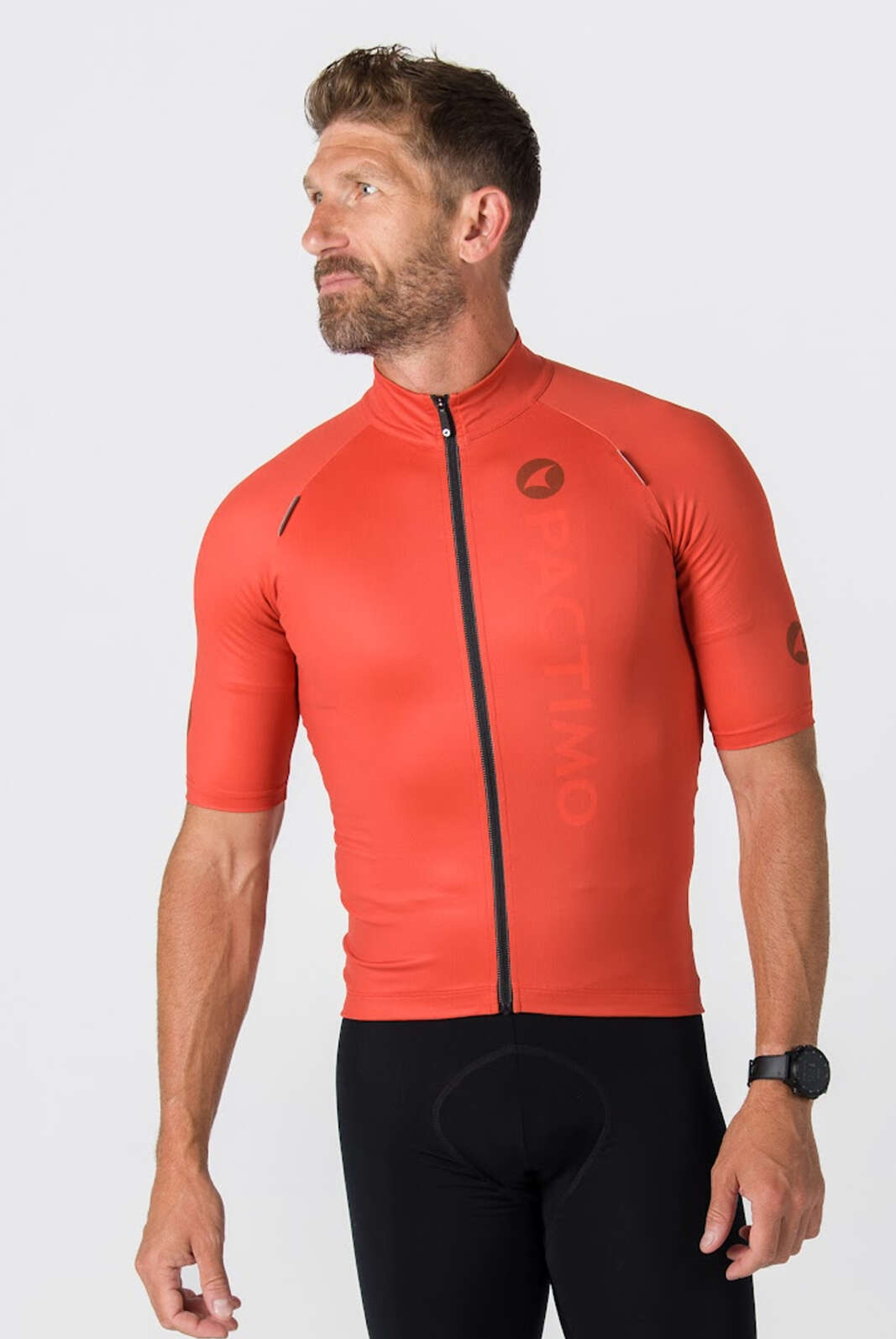 Men's Red Water Resistant Cycling Jersey - Front View