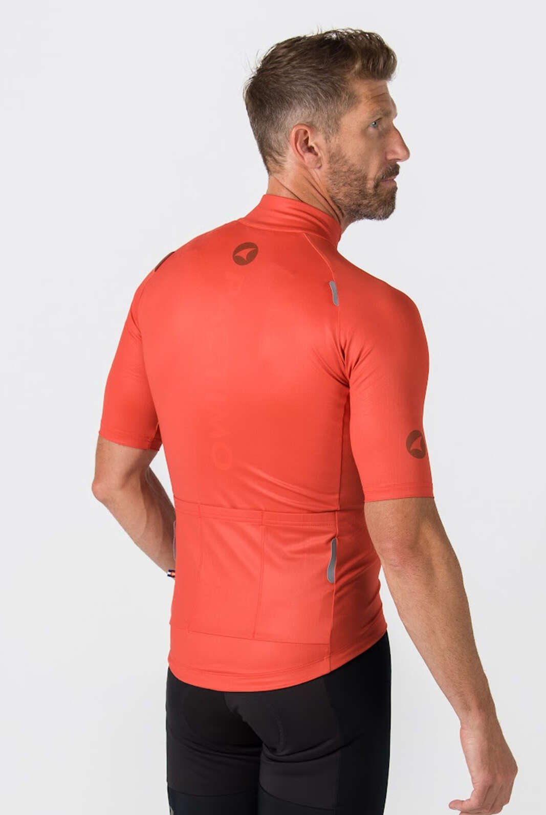 Men's Red Water Resistant Cycling Jersey - Back View