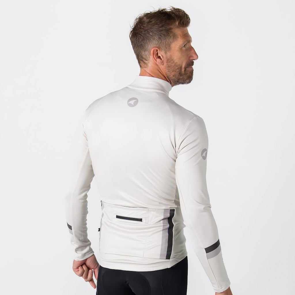 Men's Long Sleeve Thermal Cycling Jersey - Alpine Back View #color_dune