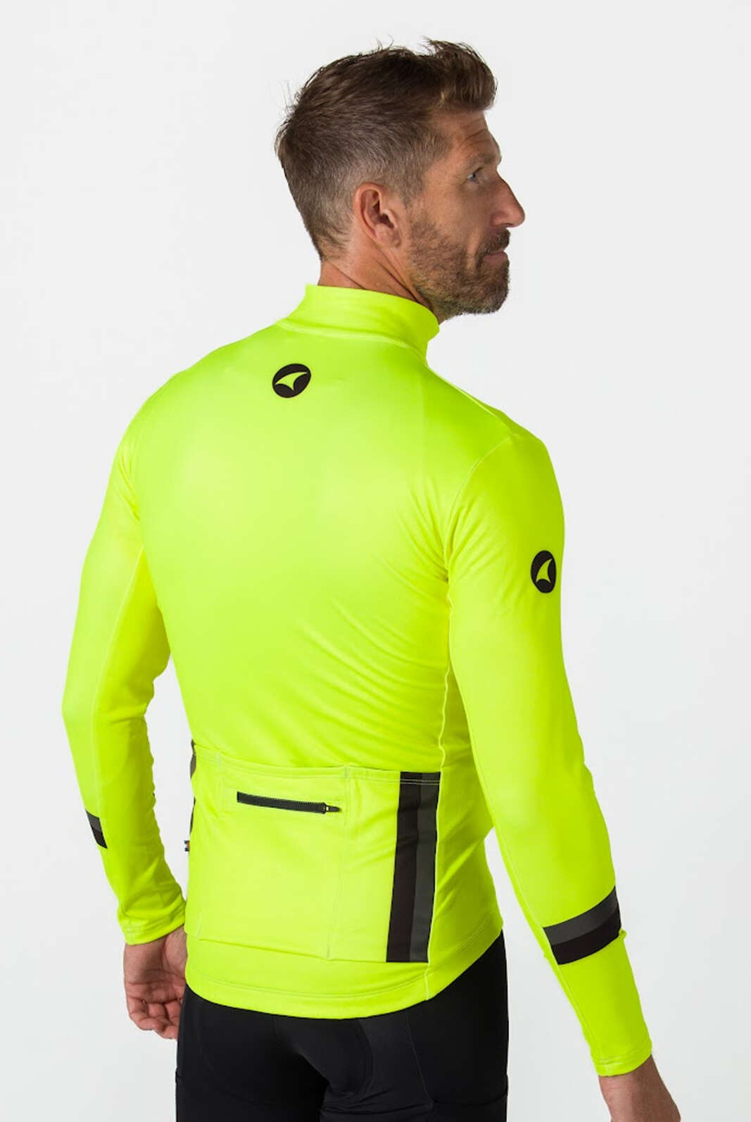 Men's High-Viz Yellow Thermal Cycling Jersey - Back View