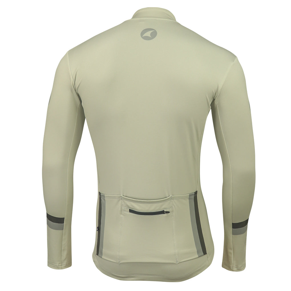 Men's Long Sleeve Thermal Cycling Jersey - Alpine Back View #color_dune
