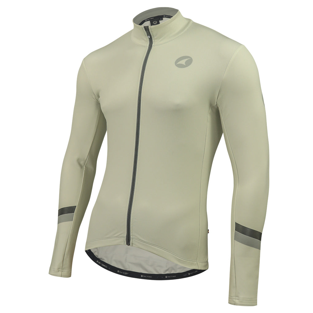Men's Long Sleeve Thermal Cycling Jersey - Alpine Front View #color_dune