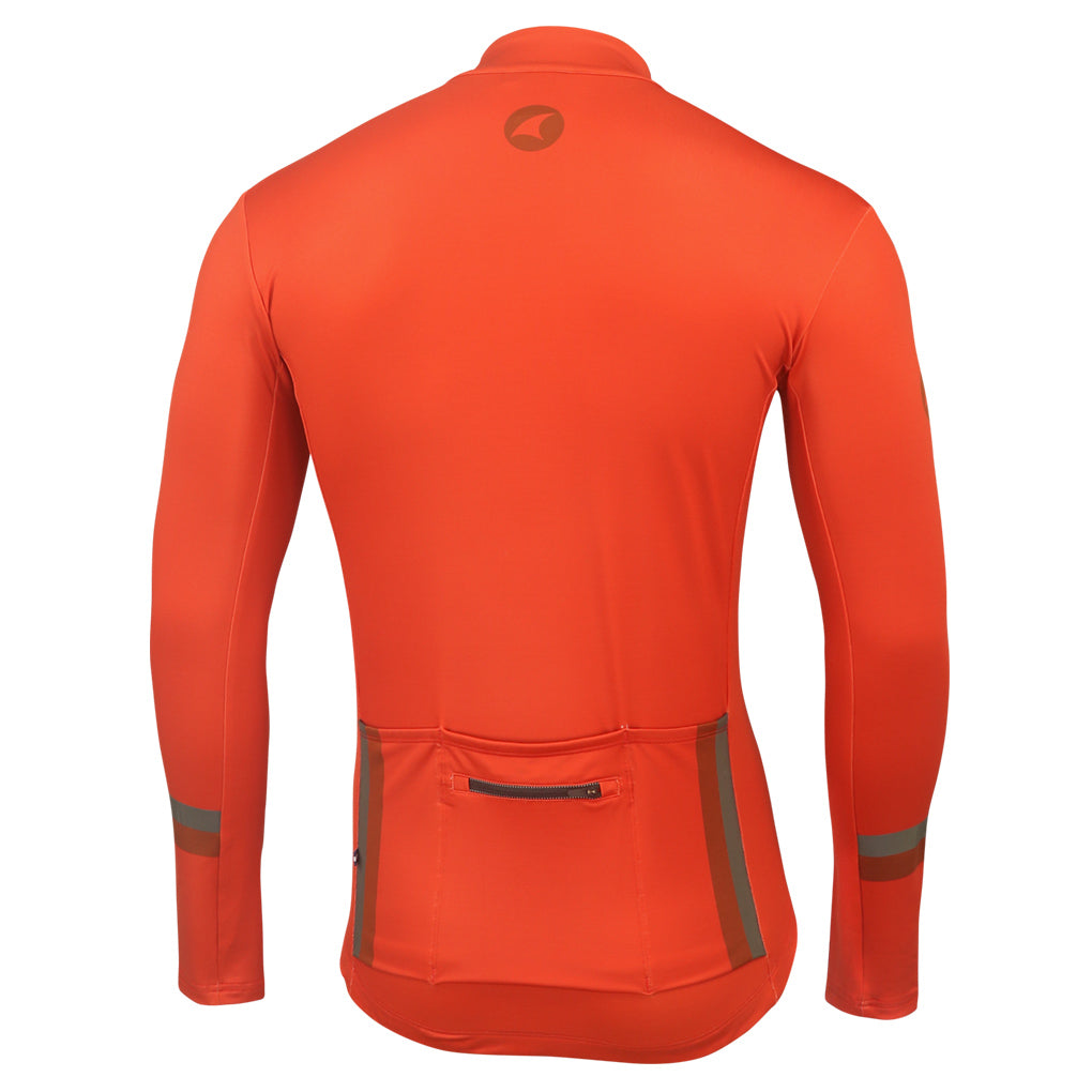 Men's Long Sleeve Thermal Cycling Jersey - Alpine Back View #color_garnet