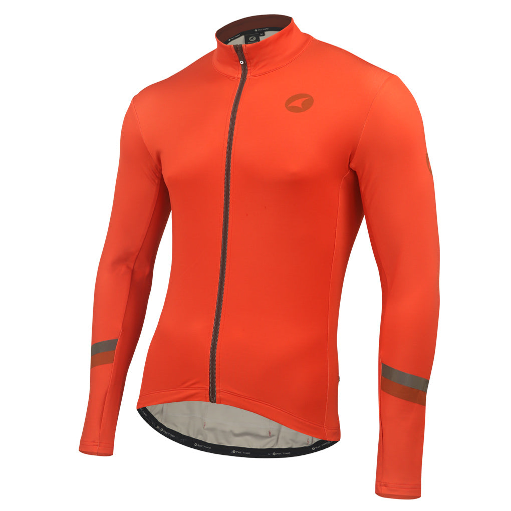 Men's Long Sleeve Thermal Cycling Jersey - Alpine Front View #color_garnet