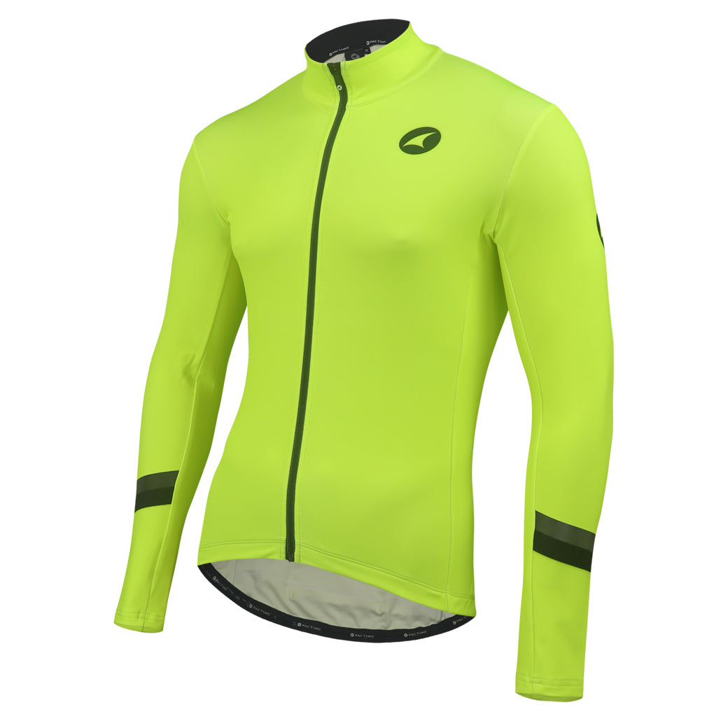 Men's Long Sleeve Thermal Cycling Jersey - Alpine Front View #color_manic-yellow