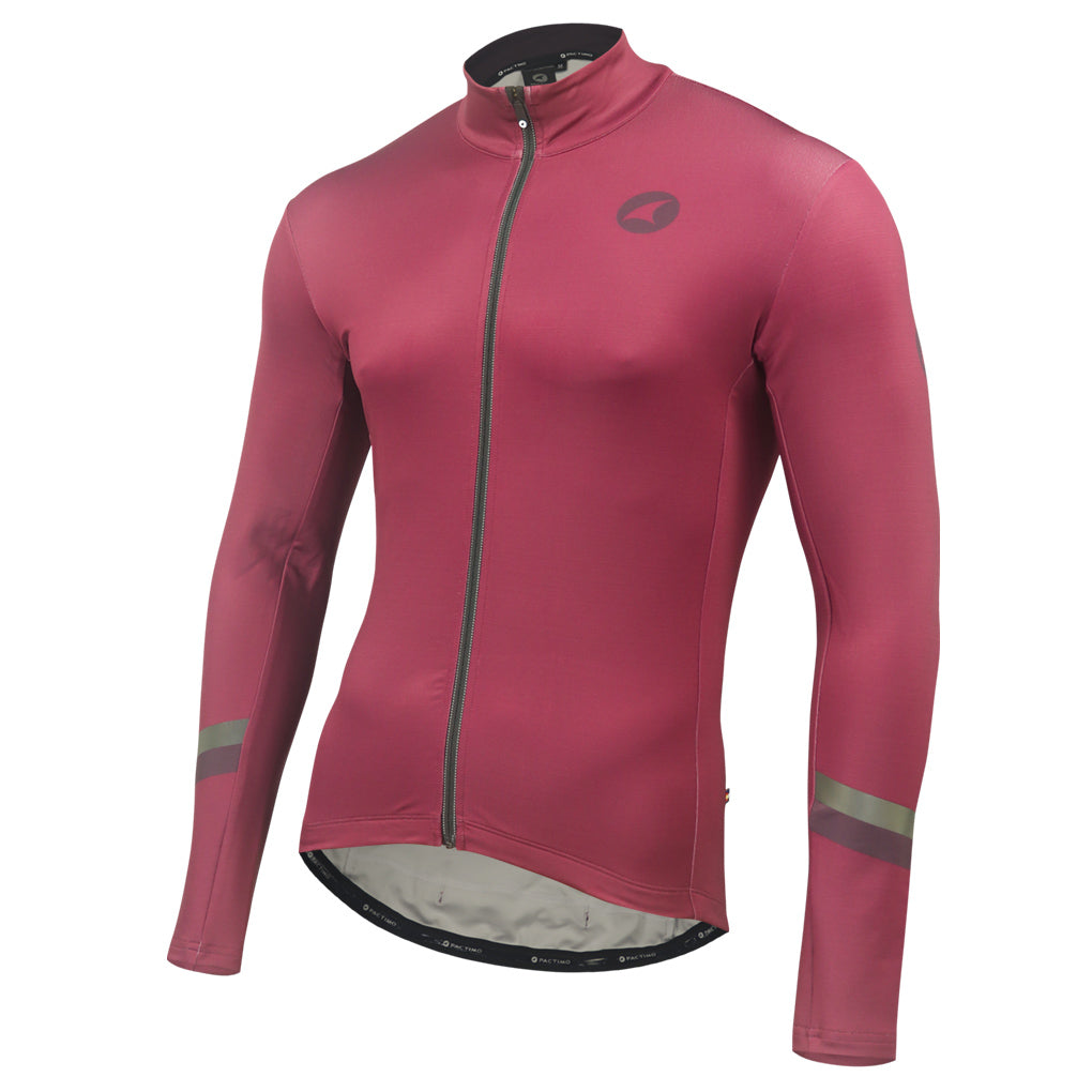 Men's Long Sleeve Thermal Cycling Jersey - Alpine Front View #color_mulberry