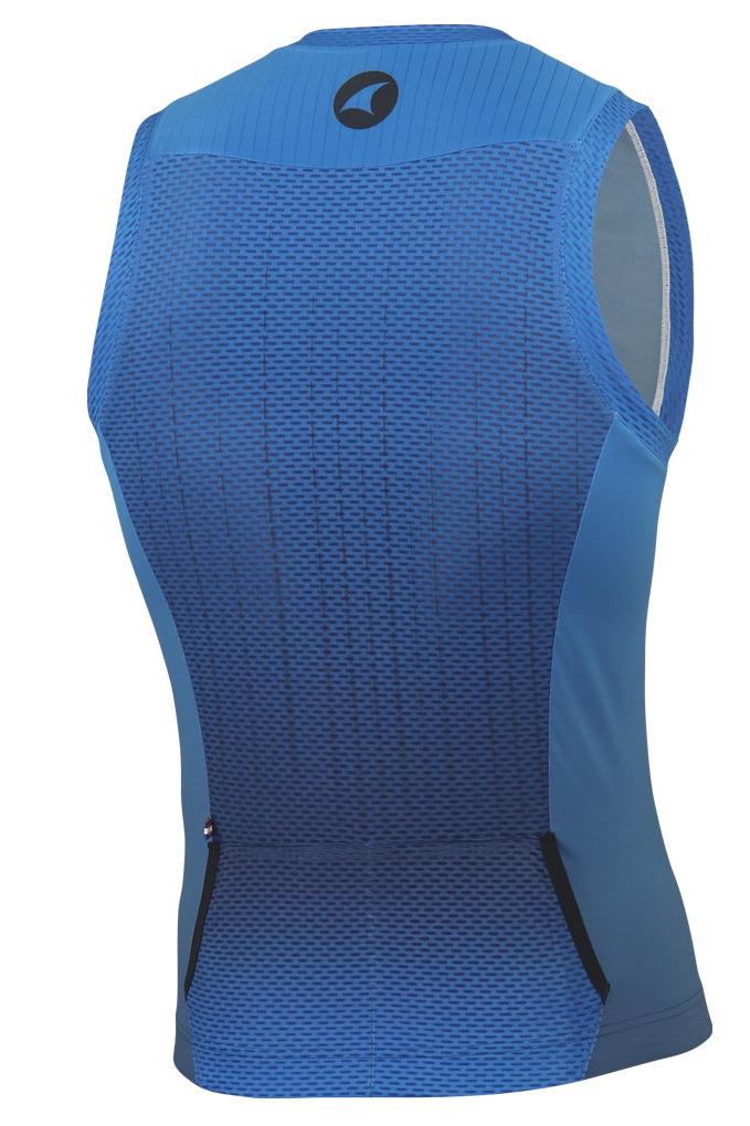 Sleeveless Triathlon Tops for Men - Back View  #color_blue