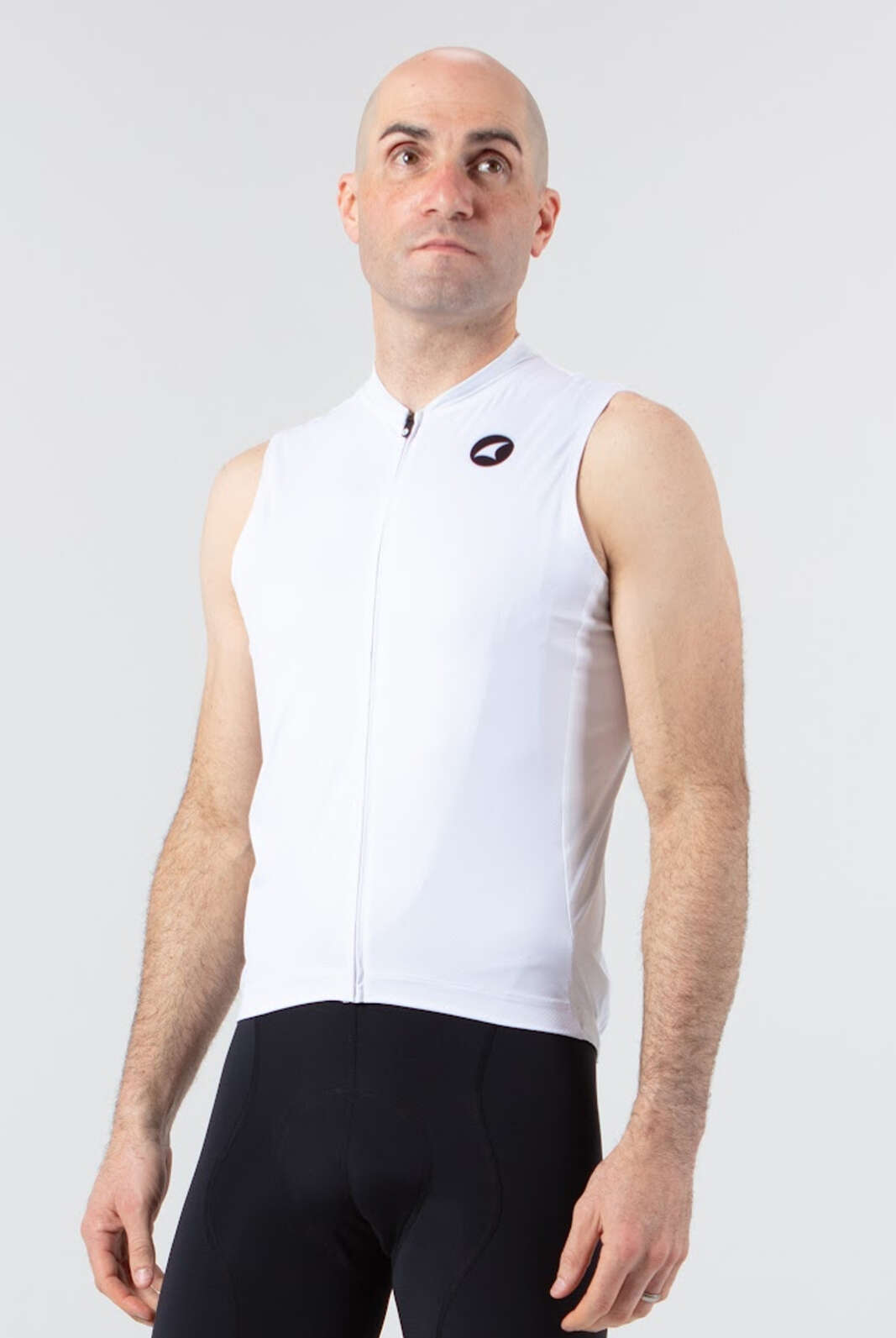 Men's White Sleeveless Cycling Jersey - Front View