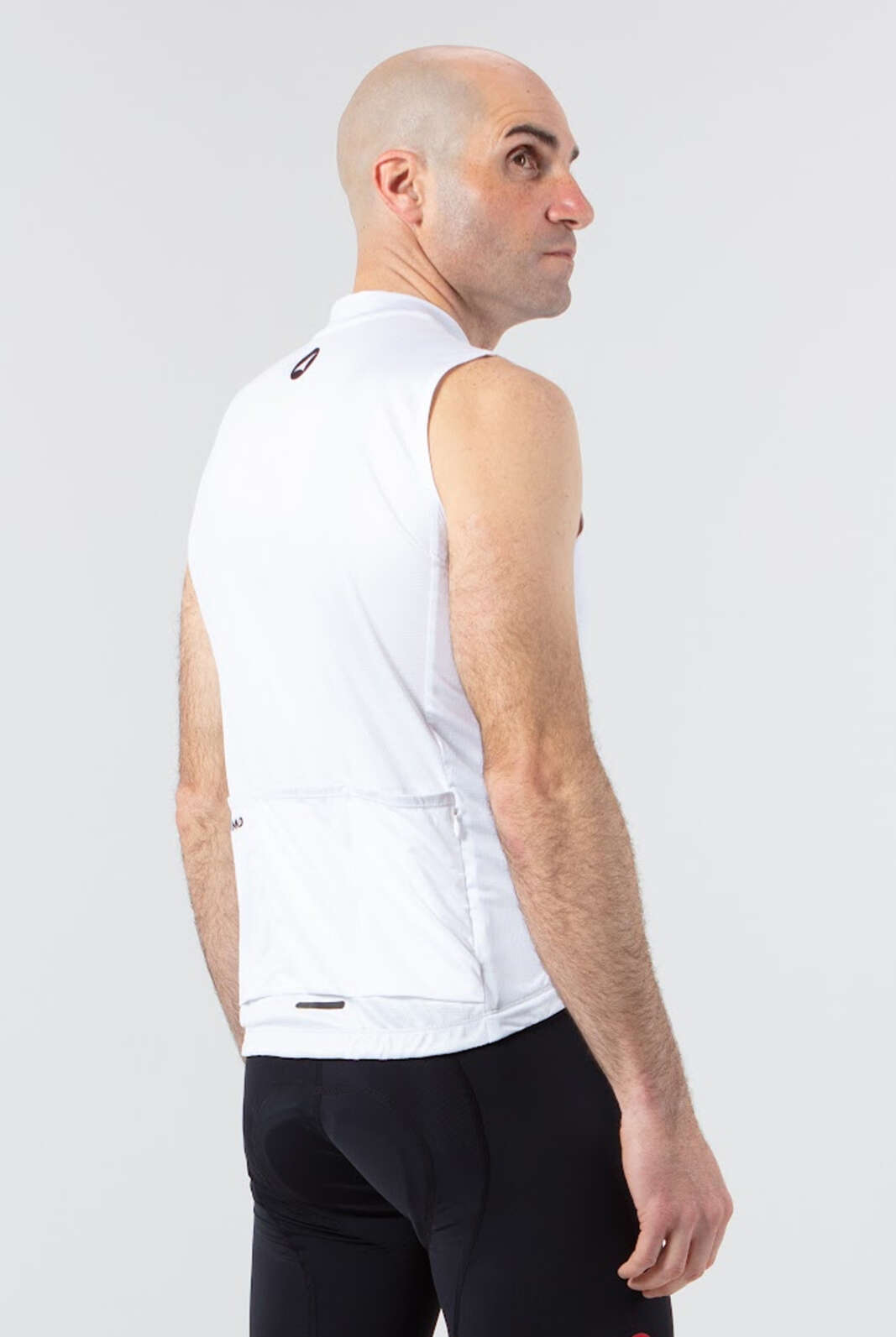 Men's White Sleeveless Cycling Jersey - Back View