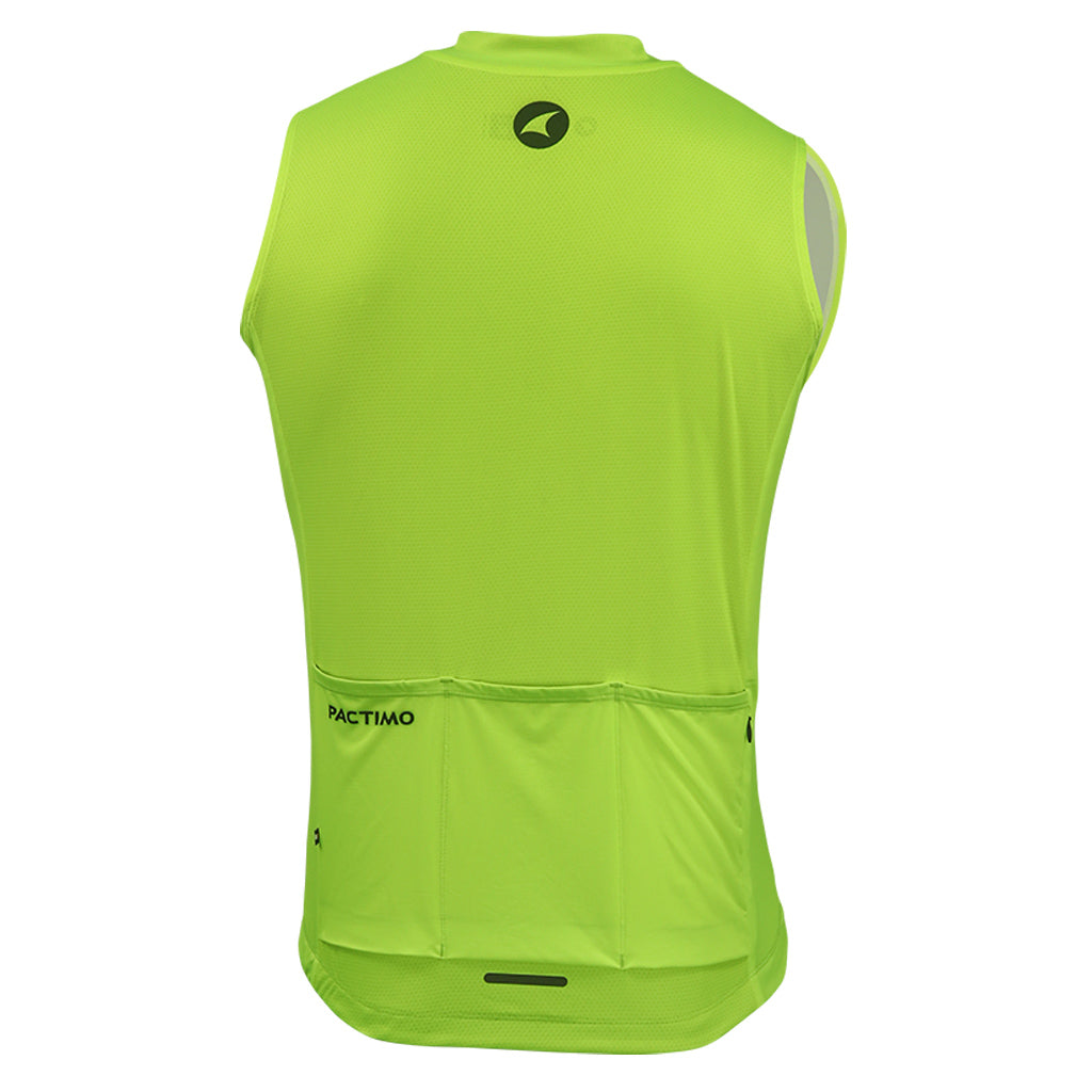 Men's Sleeveless Cycling Jersey Back View #color_manic-yellow