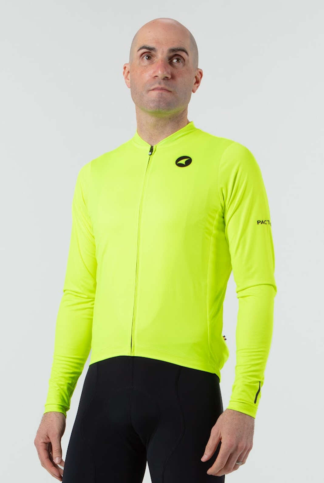 Men's High-Viz Yellow Long Sleeve Cycling Jersey - Ascent Front View