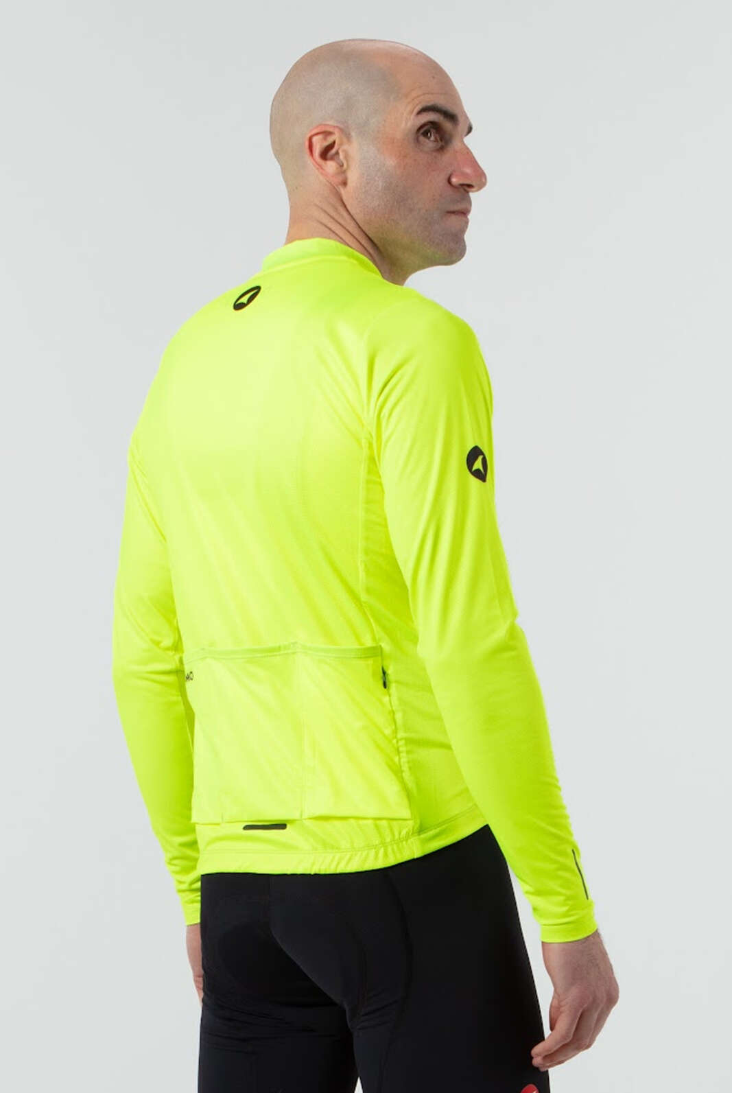 Men's High-Viz Yellow Long Sleeve Cycling Jersey - Ascent Back View